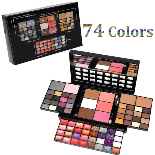 Overview: Characteristic description: Products are powder products,74 different colors (including 36 colors of eyeshadow, 28 colors of lip gloss (with 12 lip jelly with glitter), 4 colors of concealer, 3 colors of blush, and 3 colors of contouring powder)