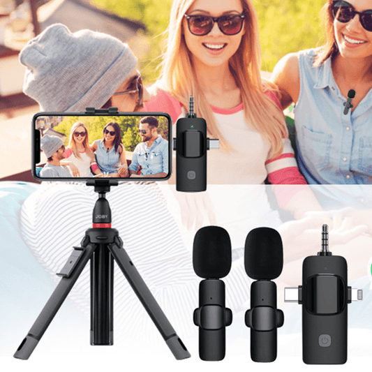 Wireless Lavalier Microphone For IPhone - Android Phone Camera Computer Laptop Dual Wireless Lavalier Microphone